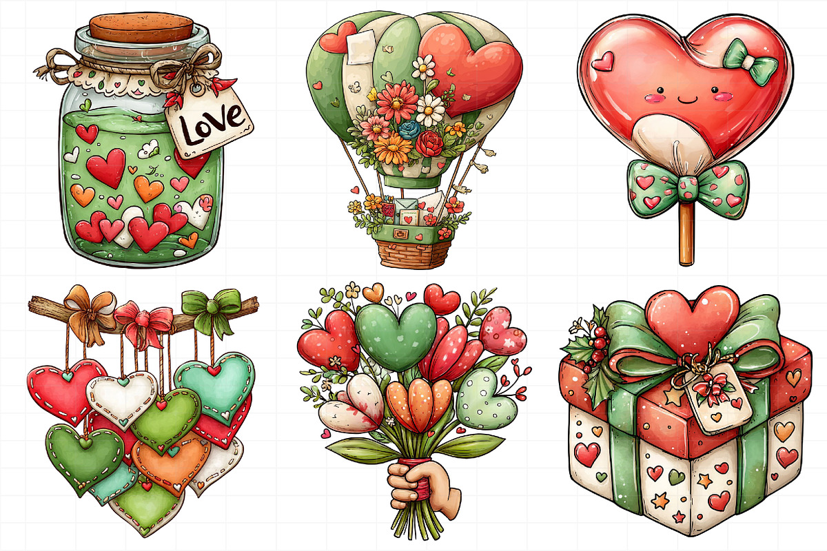 Whimsical Valentine Clipart Png, an Illustration by Daily.Designs (Photo 3 of 7)