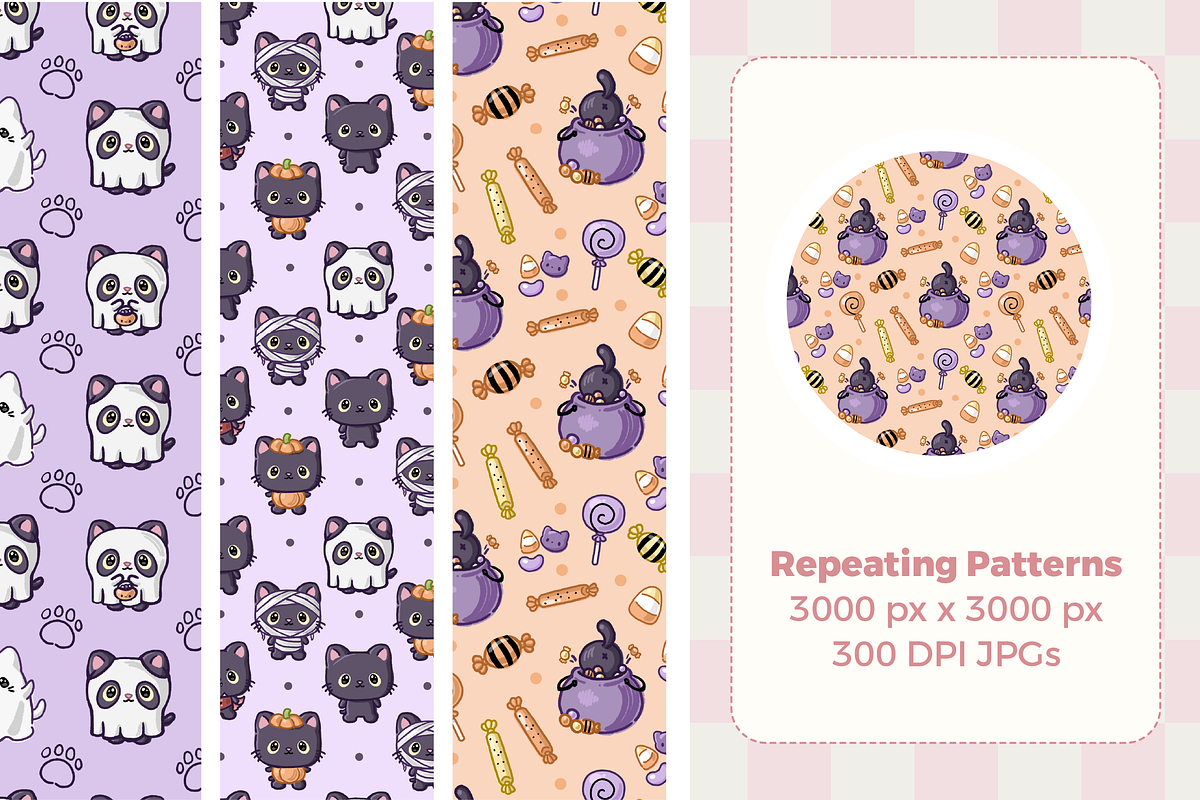 Black Cat Seamless Patterns, a Pattern Graphic by TheClipAtelier (Photo 2 of 3)