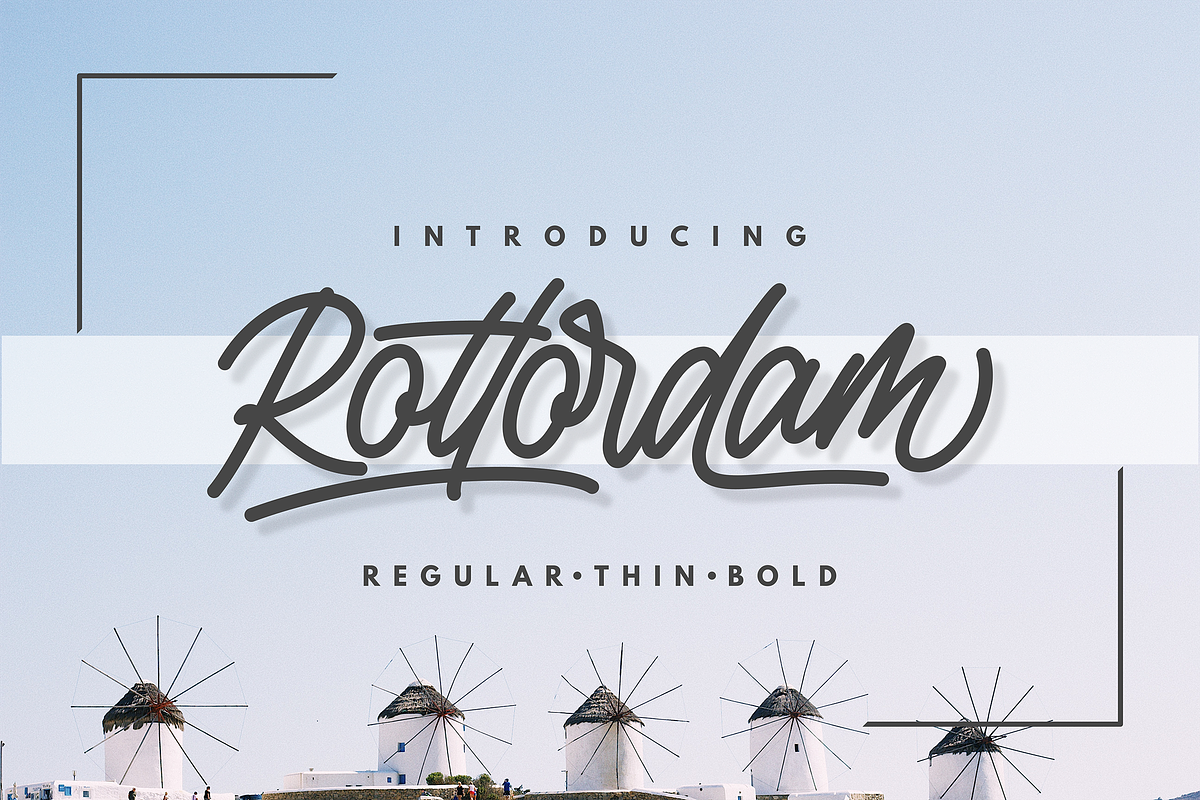 Rottordam - Regular, Thin, and Bold, a Script Font by Inspiratype (Photo 1 of 14)
