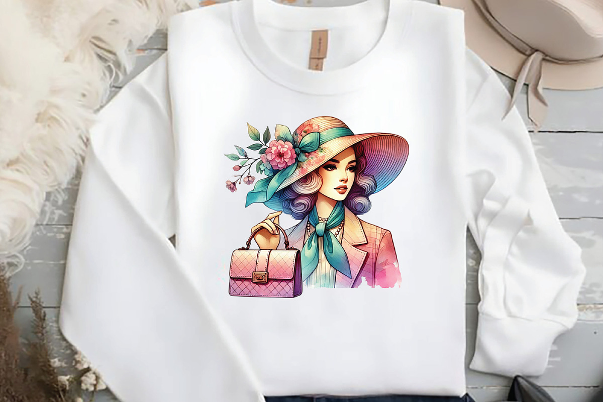 Vintage Spring Woman Clipart, an Illustration by DreamCafeArt (Photo 4 of 5)