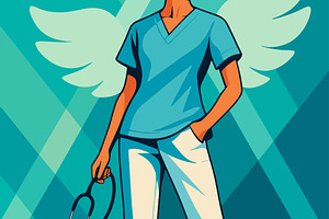 Heroic nurse with wings in honor of, a Health & Medical Photo by angellodeco