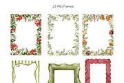 CHRISTMAS holiday Watercolor clipart, a Seasonal Illustration by Pattern + watercolor (Thumbnail 10 of 17)