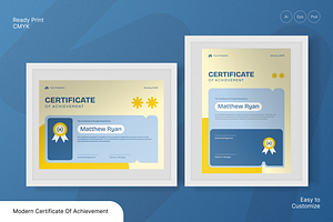 Modern Certificate Of Achievement, a Stationery Template by Annora Studio
