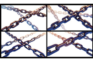 Crossed chains. Silver metal steel, an Object Illustration by Stock-Smart-Start