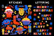 80s Christmas vibrant crazy stickers, an Illustration by okchizh (Thumbnail 2 of 7)
