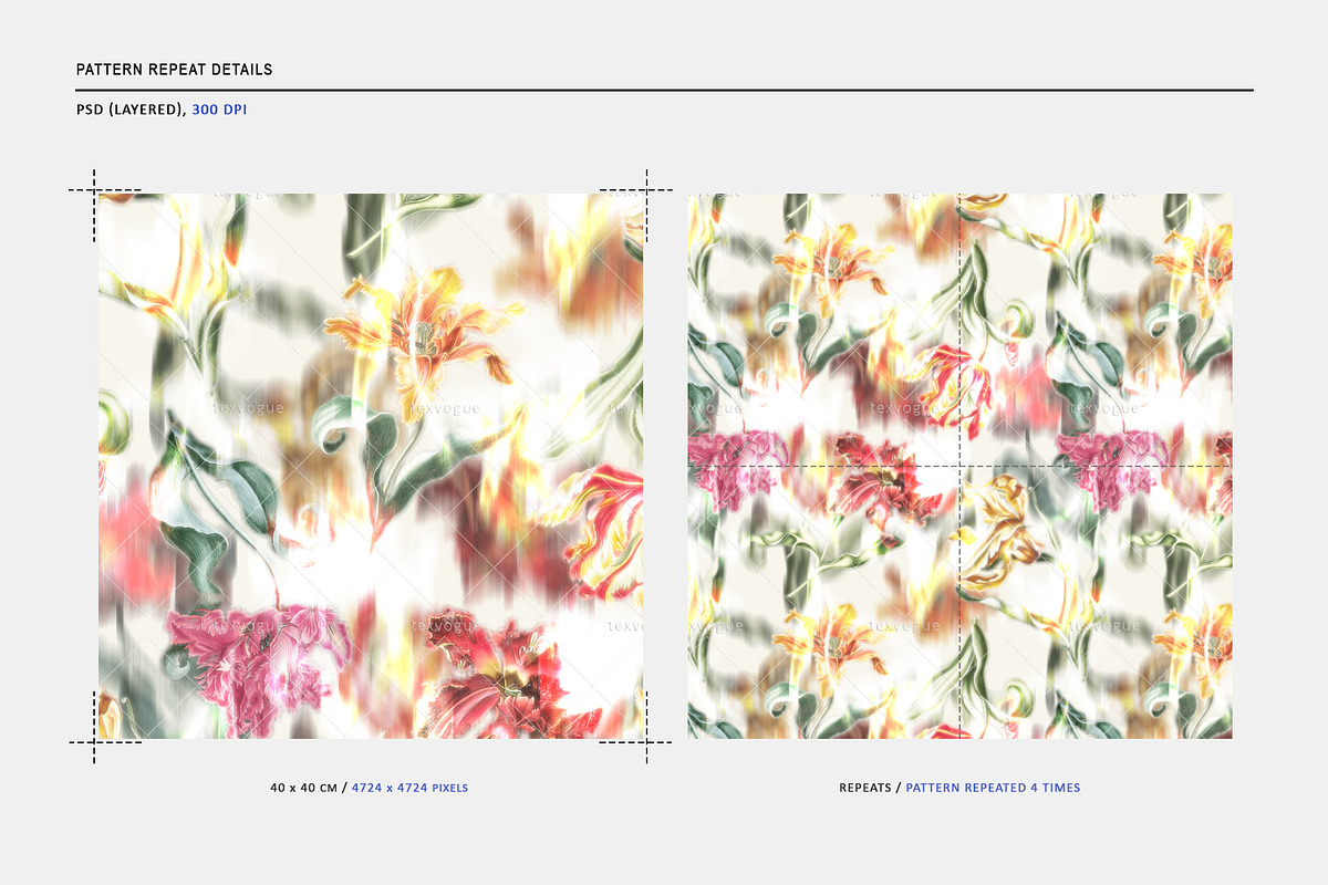 Blurred Parrot Tulips Pattern, a Pattern Graphic by texvogue (Photo 2 of 4)
