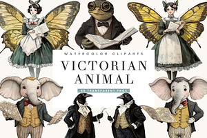 Victorian Whimsical Animal Clipart, an Animal Illustration by BusyDaydesign