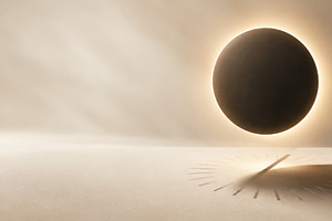 Solar eclipse casting shadow on surf, a Photo by Dvoevnore photos