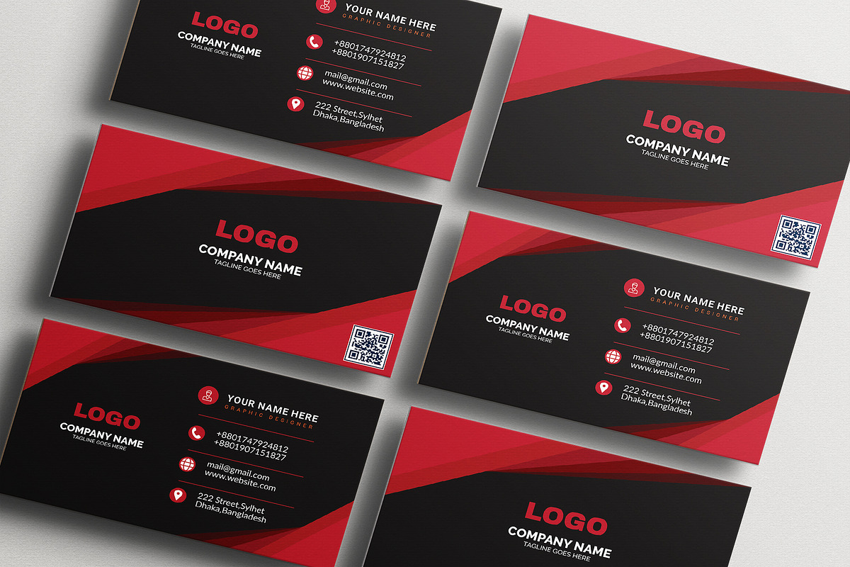 Red and black Business Card Template, a Business Card Template by Vitoria's Collection (Photo 1 of 3)