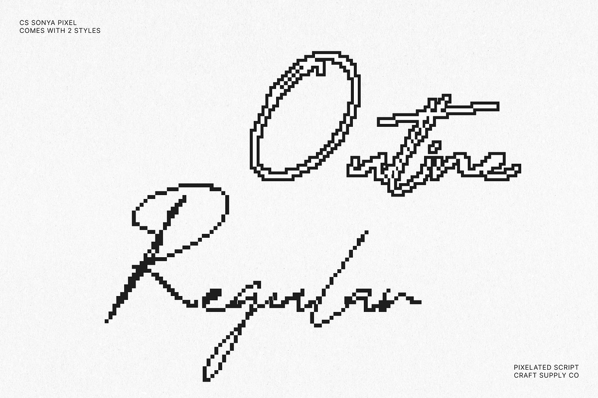 CS Sonya Pixel, a Script Font by Craft Supply Co. (Photo 6 of 8)