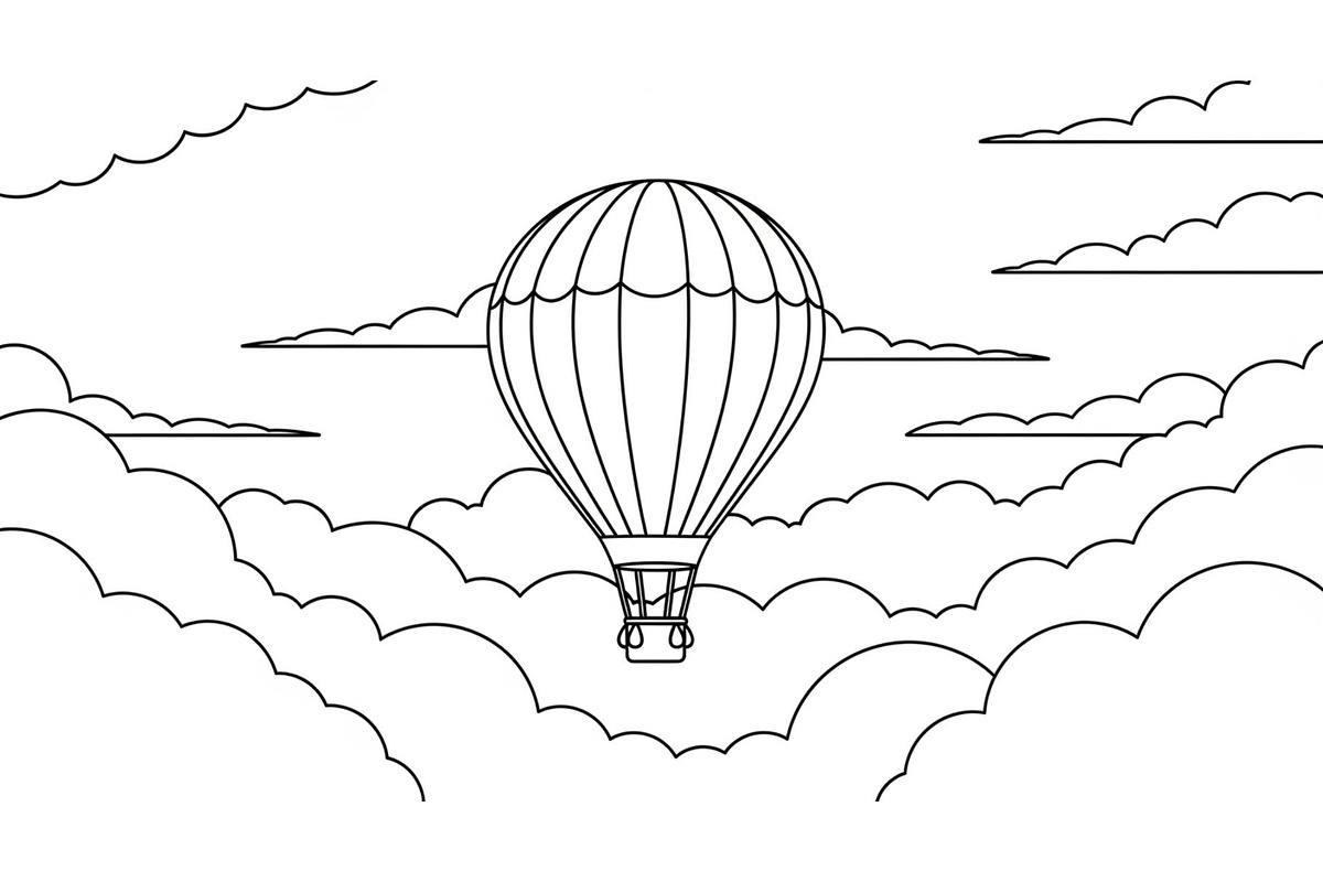 Hot Air Balloon Cloud Line Art bundl, an Illustration by Designer_Momina (Photo 35 of 51)