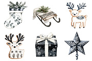 Black and White Christmas Clipart, a Seasonal Illustration by CitraGraphics (Thumbnail 5 of 9)