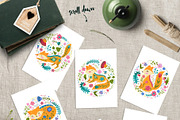 Vector Flower Foxes, an Animal Illustration by Olesya Agudova (Thumbnail 2 of 8)
