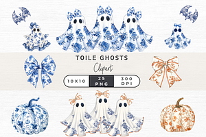 Cute Toile Ghost Clipart