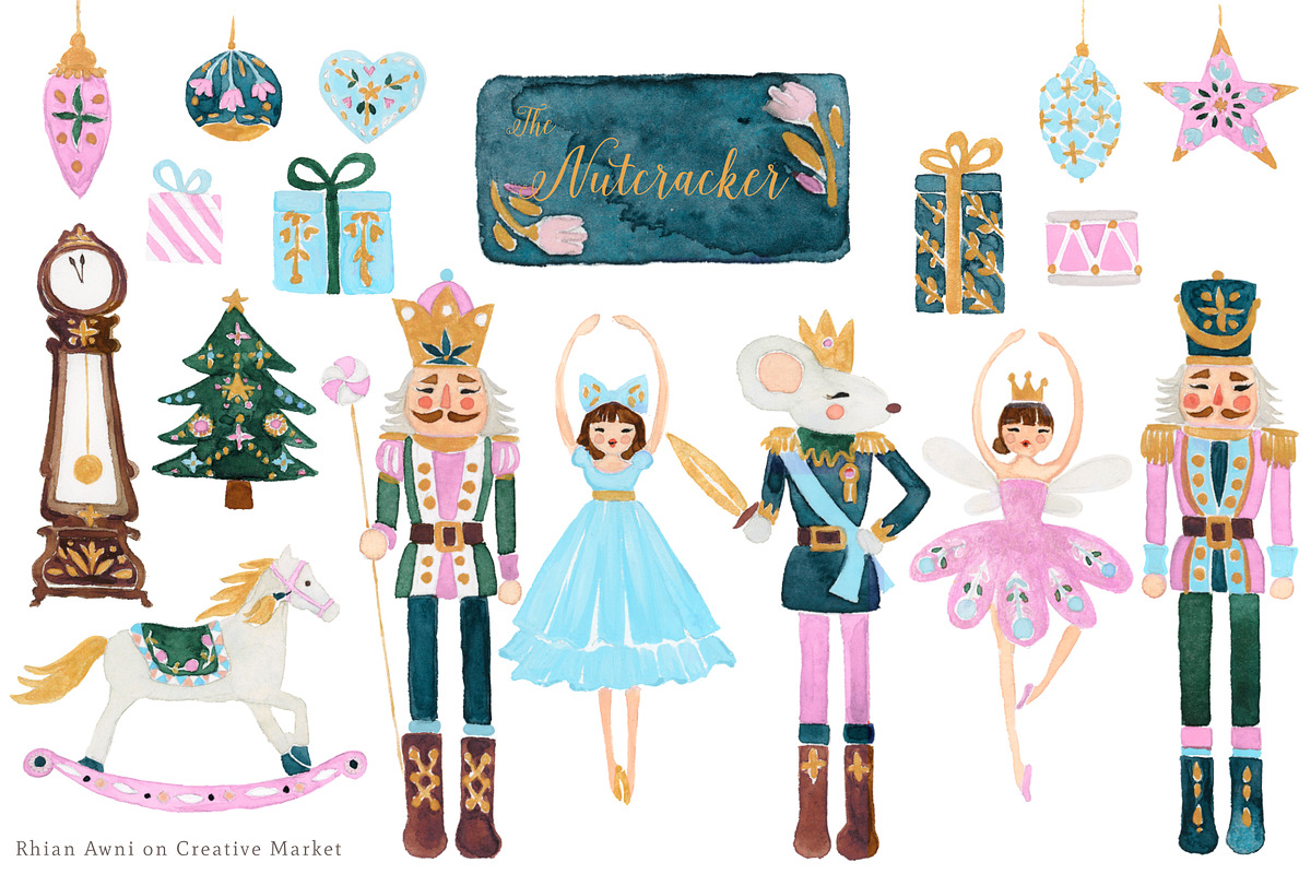 The Nutcracker in Pink Clipart, an Illustration by RhianAwni