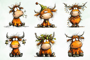 Grumpy Christmas Highland Cow Bundle, an Illustration by Creative Art (Thumbnail 9 of 11)