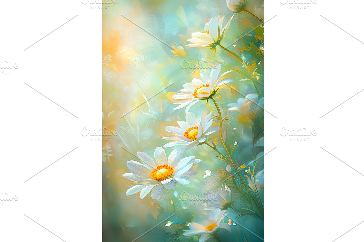 Painterly daisies bask in soft, an Object Illustration by Lermont51