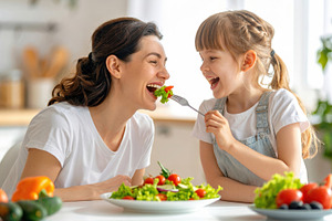 Mother and Daughter Sharing Healthy Salad, a Food & Drink Photo by Davizro's Market