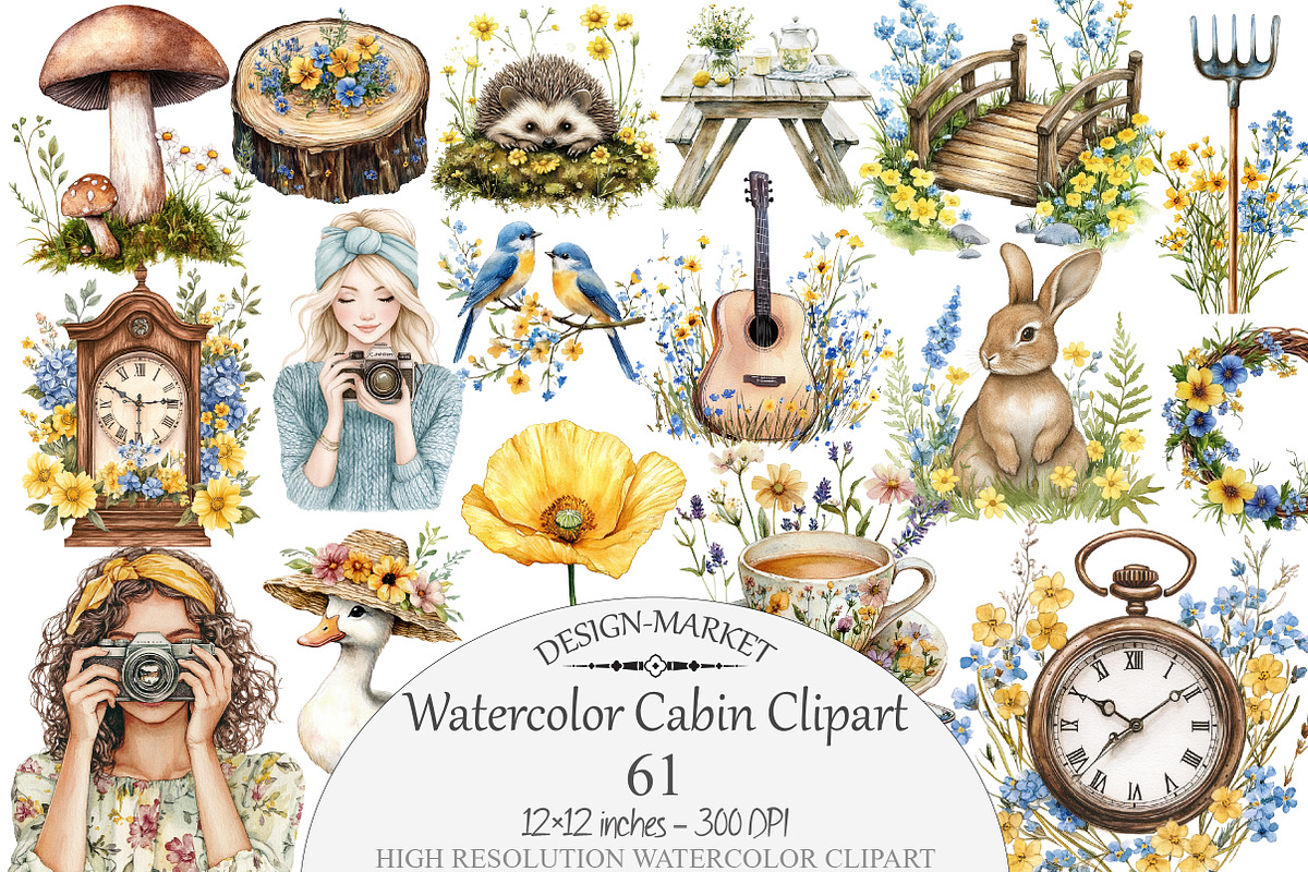 Watercolor Cabin Clipart, a Seasonal Illustration by Design Market (Photo 1 of 5)