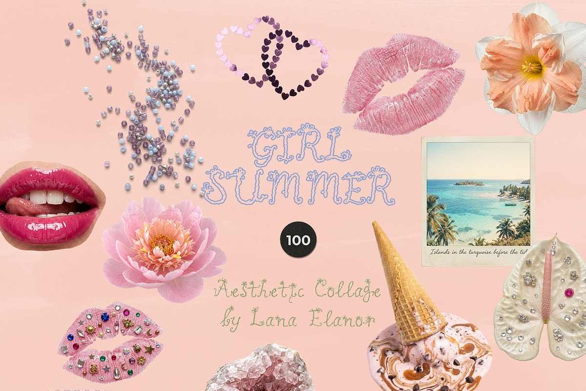 GIRL SUMMER Pastel Feminine Collage, an Object Graphic by Lana Elanor (Photo 8 of 10)