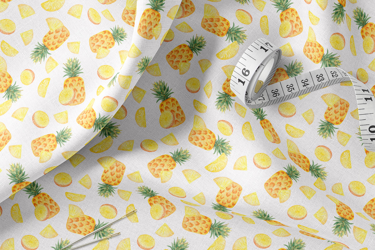 Watercolor Pineapple Patterns Set, a Pattern Graphic by Oksana Dovhopol Art (Photo 2 of 11)