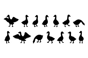 Black goose silhouettes in various, an Animal Illustration by GraphiShop