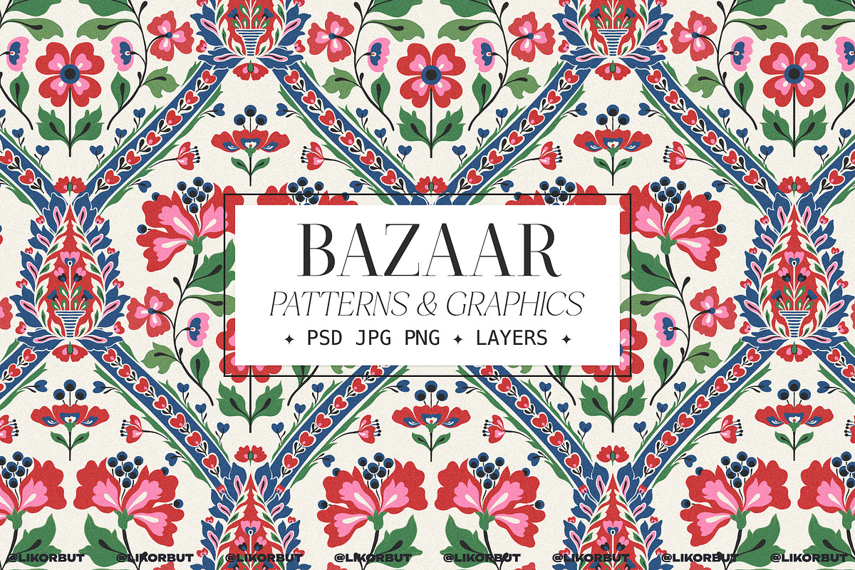 Bazaar Floral Damask Elegant Pattern, a Pattern Graphic by likorbut (Photo 1 of 12)