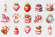Berry First Birthday Watercolor Clip, an Illustration by Rose Art (Thumbnail 2 of 5)
