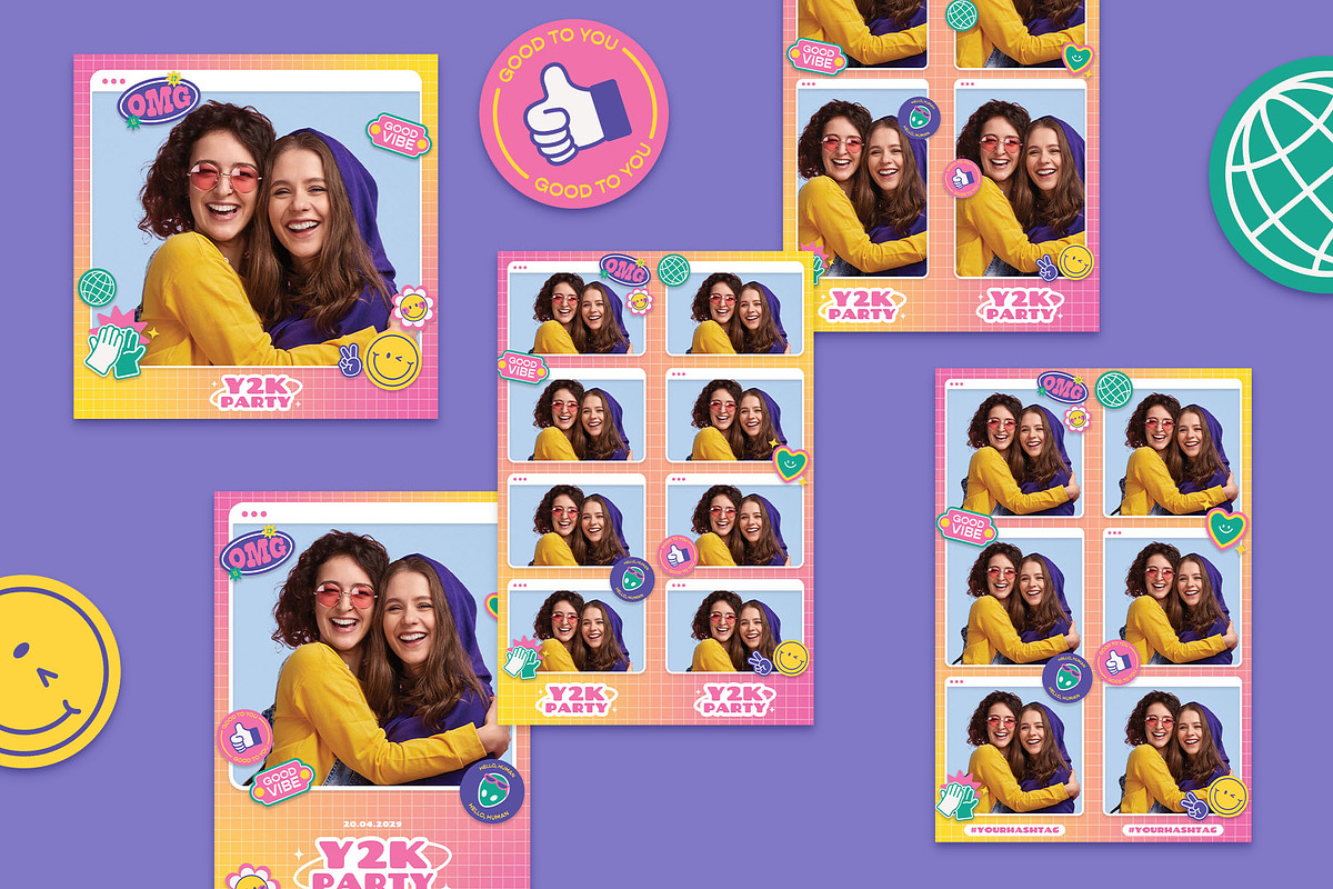 Retro Y2K Photo Strip Layouts, a Card Template by BrandPacks (Photo 1 of 5)