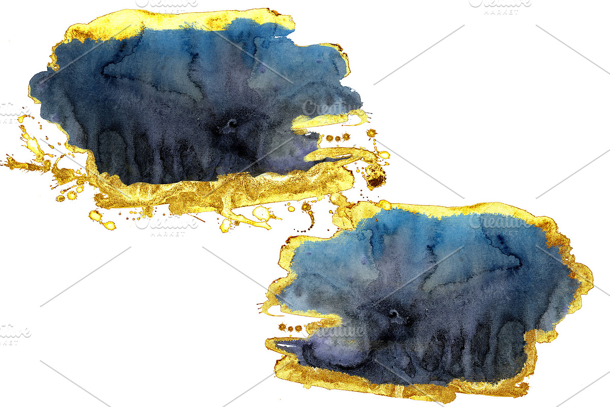 Watercolor Brush Strokes with gold, a Texture Illustration by Watercolor fantasy (Photo 8 of 8)