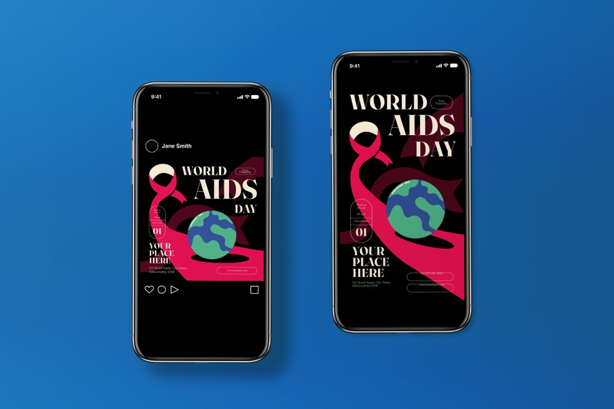 Red Flat World AIDS Day Flyer Set, a Flyer Template by graphicook (Photo 3 of 3)