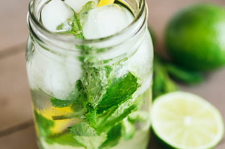Fresh mojito featuring cocktail, mojito, and black