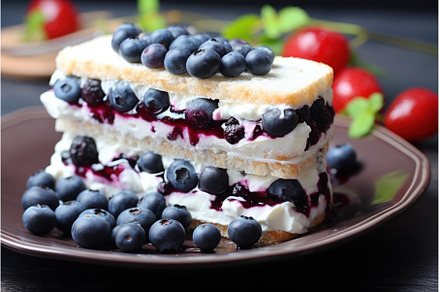 Luscious Sandwich cream blueberry, a Food & Drink Photo by Ylivdesign