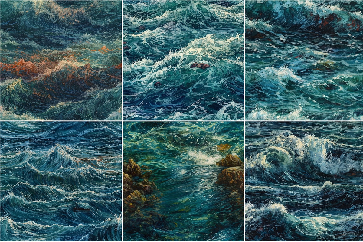 Aquatica - Ocean Oil paintings, a Pattern Graphic by Pixel Perfect Patterns (Photo 9 of 9)