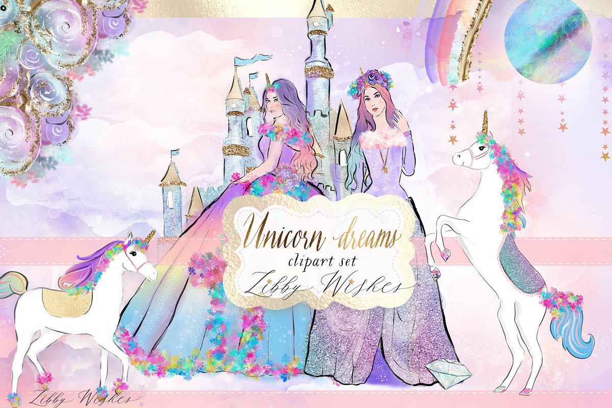 Unicorn Dreams clipart, an Illustration by Libby Wishes (Photo 1 of 11)