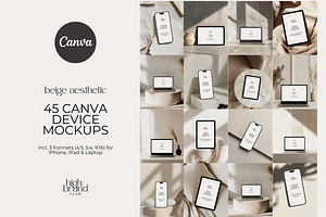 Canva Device Mockups Beige Aesthetic, a Mockup by highbrandclub