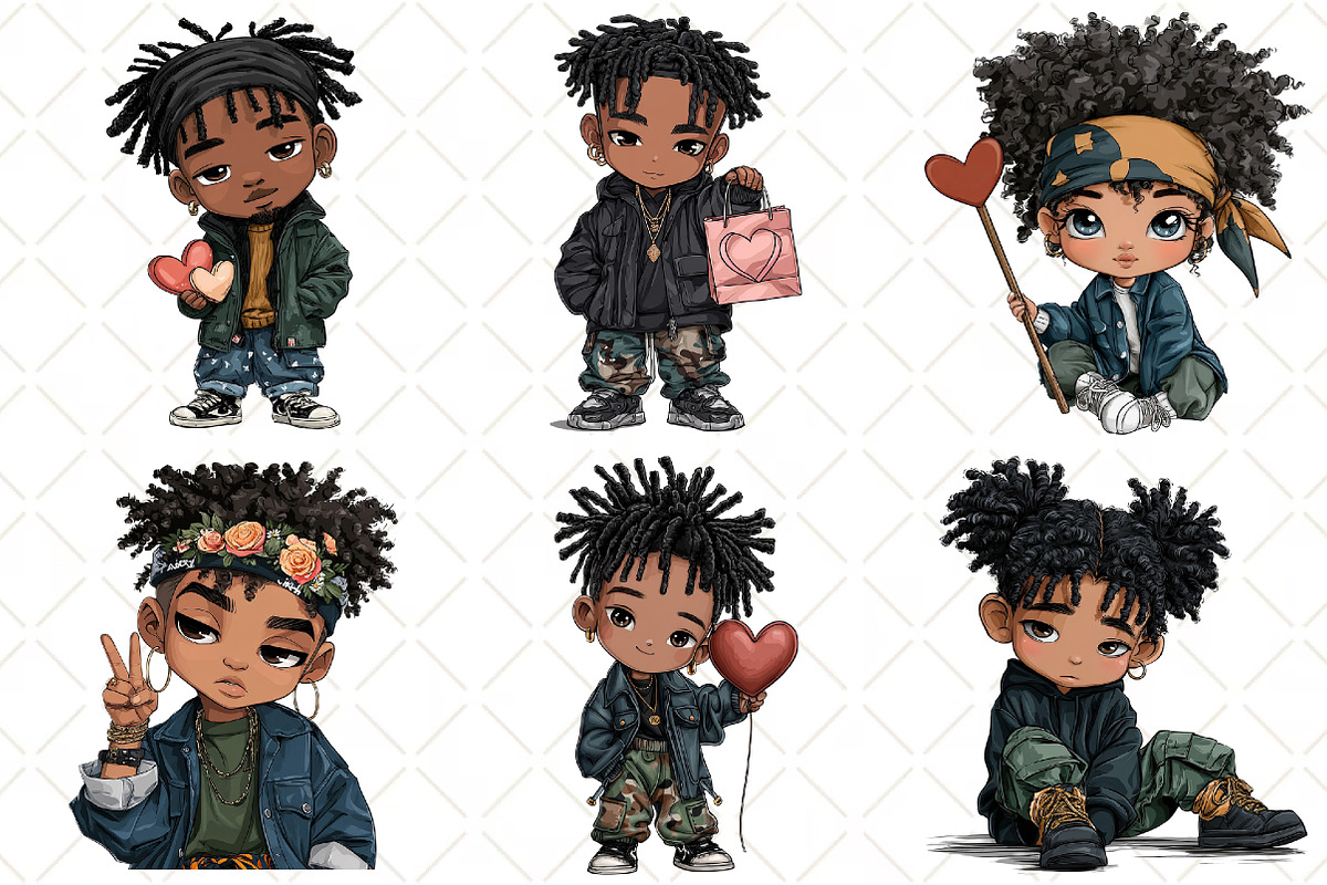 Valentine Holiday Black Boy Clipart, an Illustration by Black Bird Studio (Photo 6 of 6)