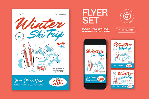 Winter Ski Trip Flyer preview 4