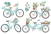 Vintage Blue Floral Bicycles, an Illustration by Amanda Ilkov (Thumbnail 4 of 5)