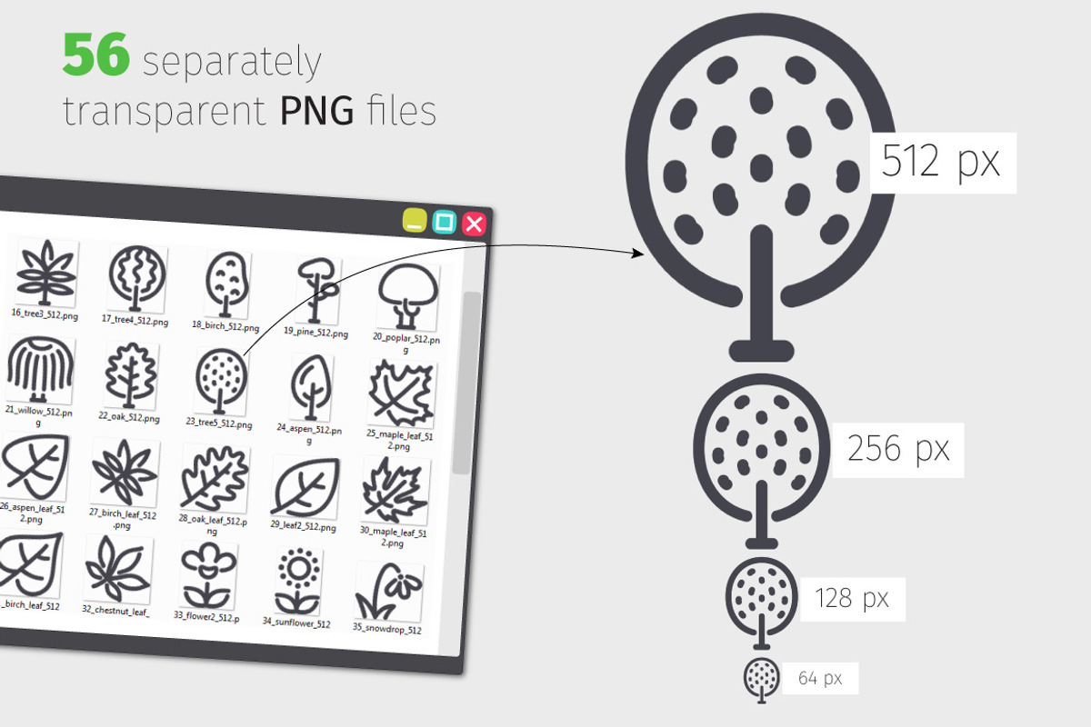 Plant Line Icons Set, an Outline Icon by Voysla's Shop (Photo 3 of 4)