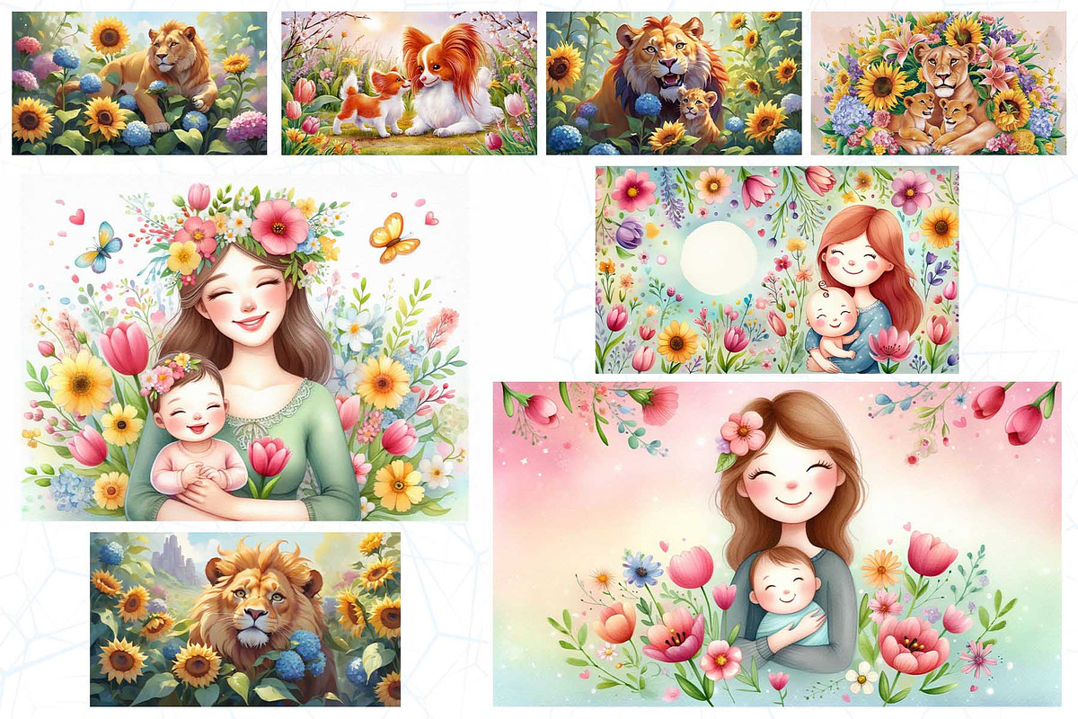 Cute Mother's Day Background Bundle, a Graphic by Sofia's Fashion (Photo 2 of 2)