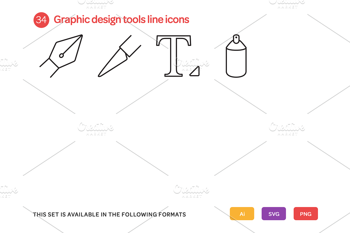 Graphic Design Tools Line Icons Set preview 4