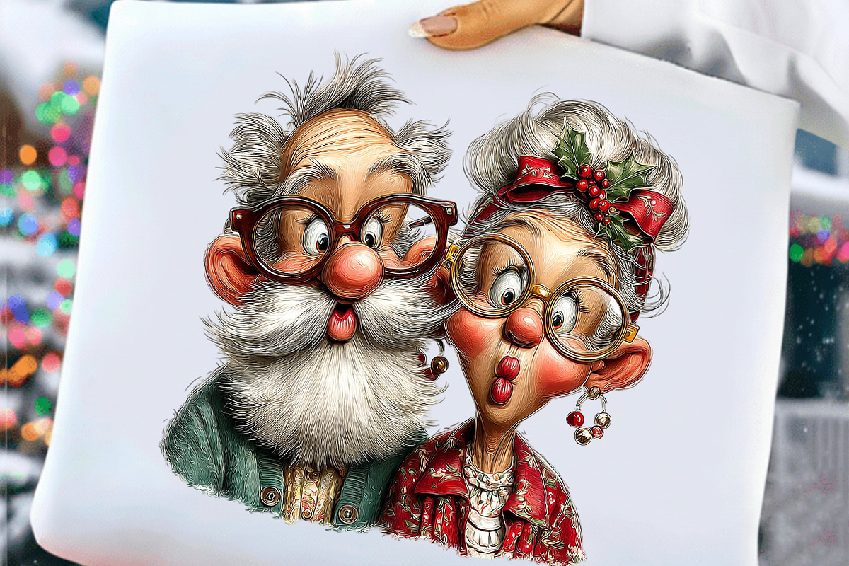 Funny Elderly Couple Christmas Party, an Illustration by Craft Nest (Photo 6 of 10)