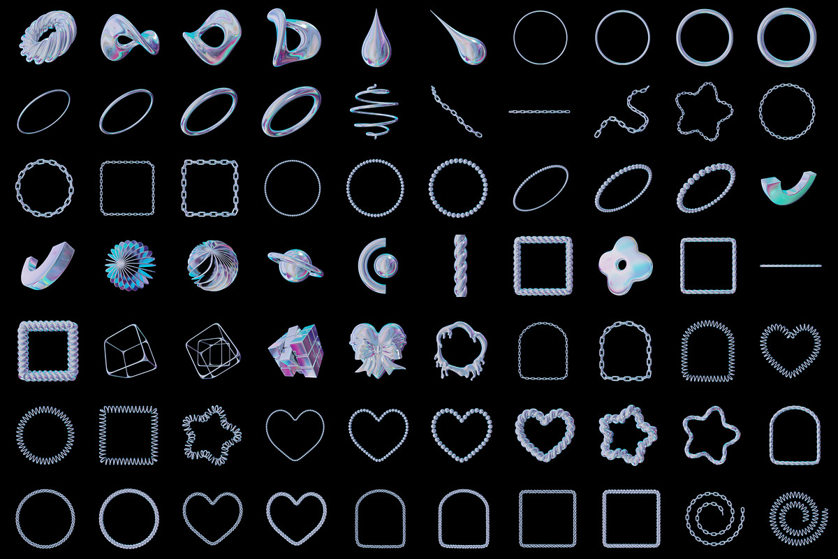 Holographic PNG Pack - 191 Elements, an Object Graphic by Drawwell (Photo 5 of 6)