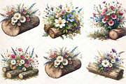 Wildflowers on Logs, an Illustration by DreamCafeArt (Thumbnail 3 of 7)
