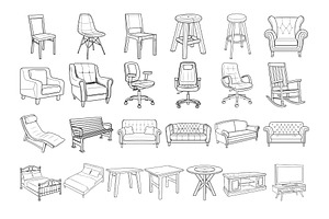 50 Furniture Procreate Stamps Brush