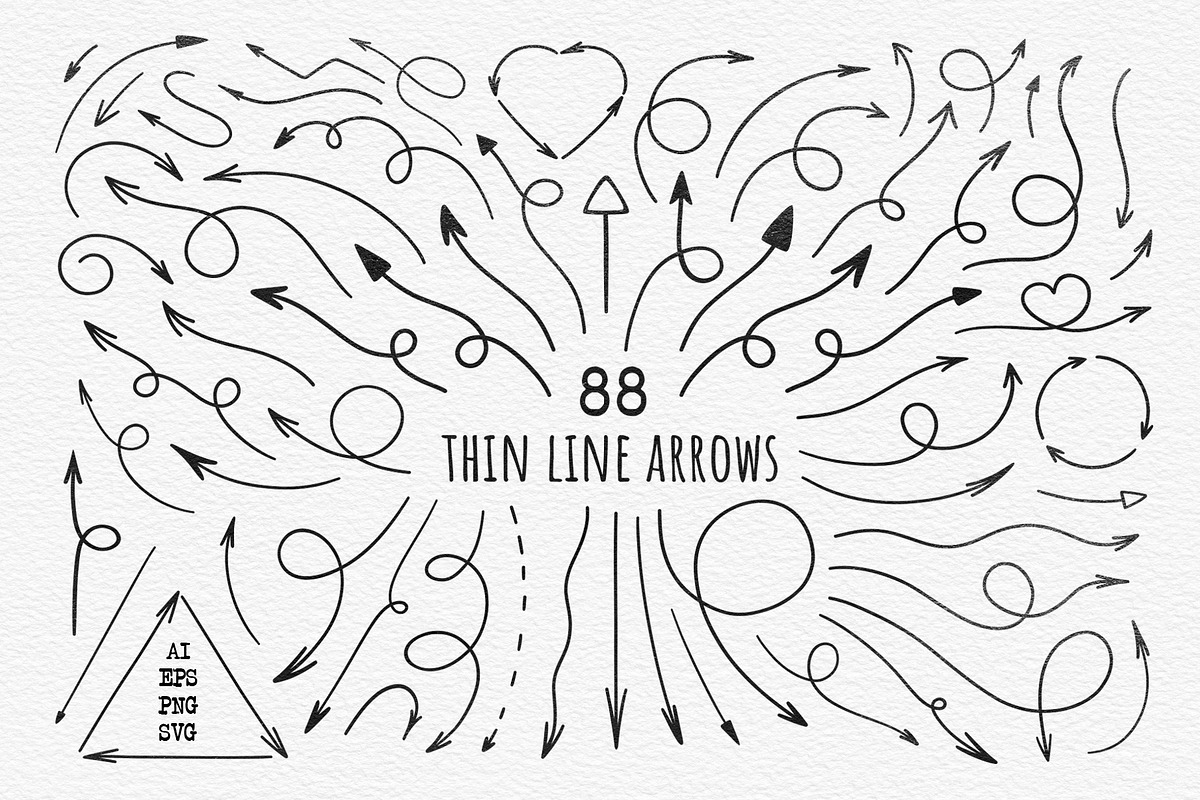 Hand drawn thin line arrows. SVG+PNG, an Object Graphic by harmonia_green_art (Photo 1 of 2)