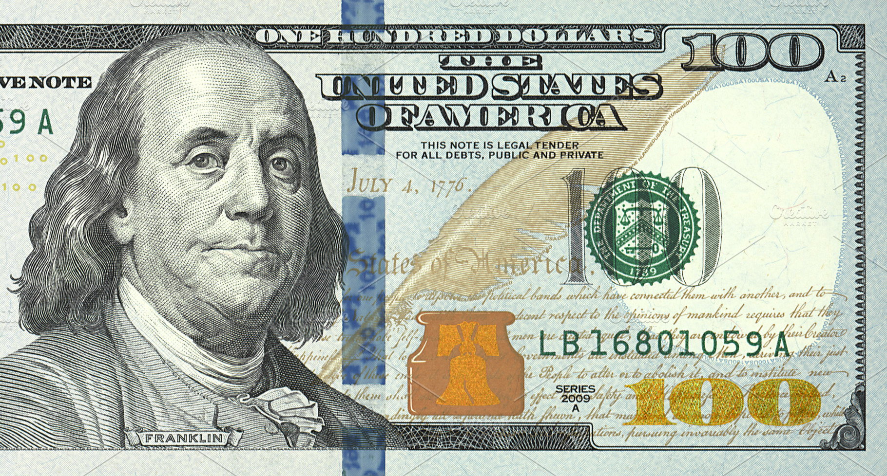 One hundred dollars bill close up, a Background Photo by HighRes Pictures