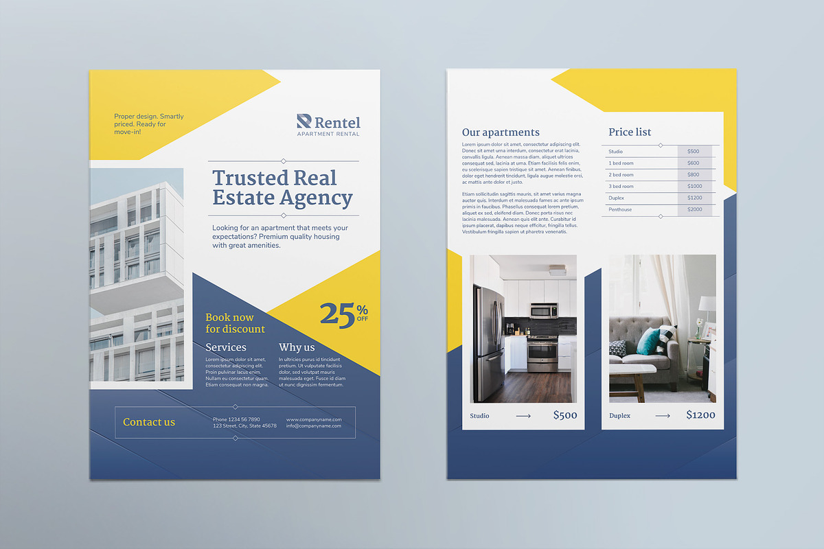 Apartment Rental Print Pack, a Poster Template by TemplatesNow!