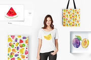 Watercolor fruits & 10 cool patterns, a Wallpaper Graphic by Natasha Koltsova (Thumbnail 7 of 8)